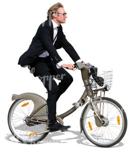 businessman riding a bike