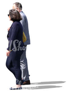 businessman and businesswoman walking