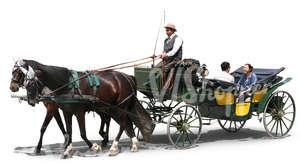 couple riding in a horse carriage