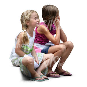 two girls sitting on stairs