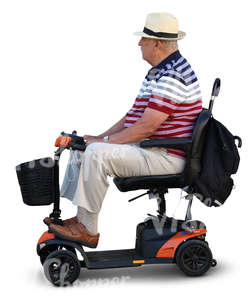 elderly man sitting on a scootmobile