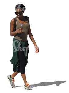 cut out smiling black woman walking