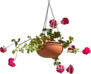 cut out hanging basket with pink flowers