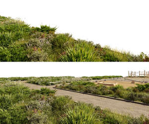 rendered foreground with footpath and vegetation on different layers