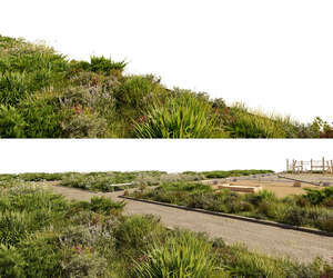 rendered foreground with footpath and vegetation on different layers