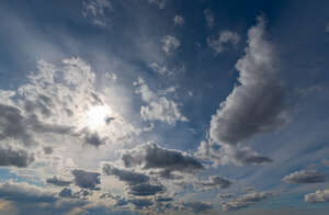 sky with small clouds and sun