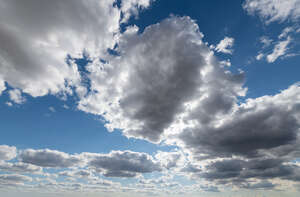 daytime sky partly covered with grey clouds