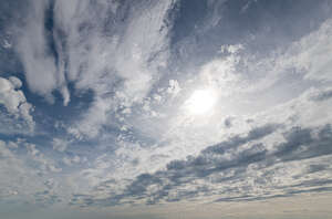 sky with sun and mixed type of clouds