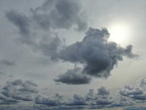 grey sky with sun and some clouds