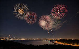 night sky with fireworks