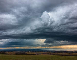 evening sky with large grey clouds