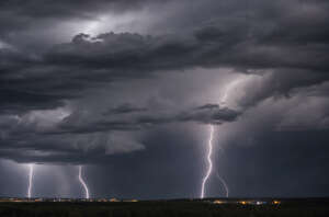 stormy night sky with lightning bolts