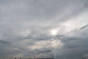 evening sky with sun and hazy clouds
