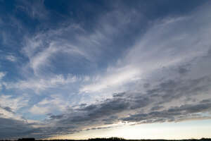 evening sky with stratus and cirrus clouds