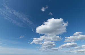 blue sky with white cumulus clouds