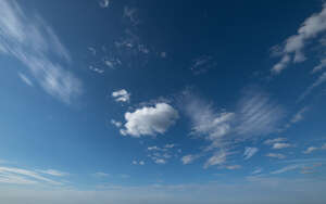 blue sky with little cumulus clouds