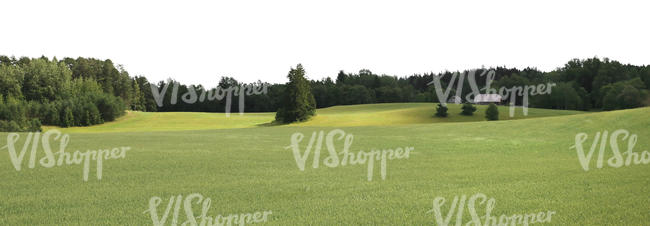 cut out background with pasture trees and a country house