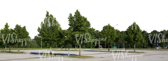 cut out background with a parking lot and trees