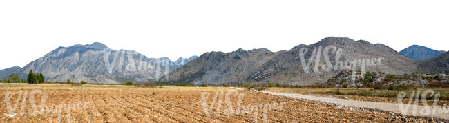 cut out background with field and mountains