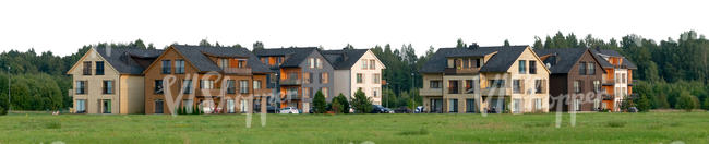 background with residential houses and trees