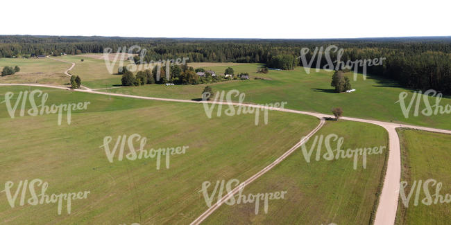 bird-eye background with rural landscape