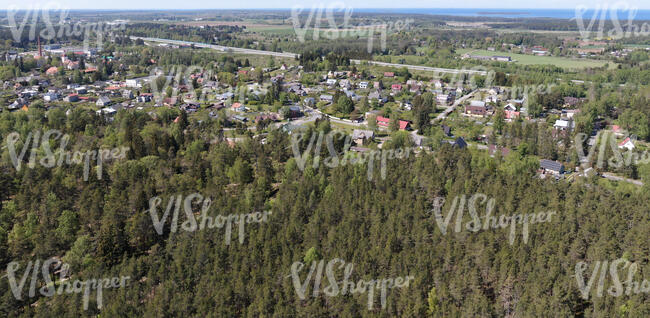 bird-eye view of a small town in countryside
