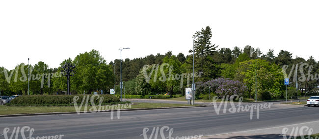 cut out background with a road and city park