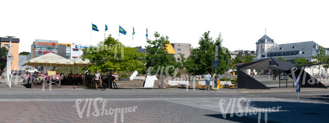 cut out background with city square and houses