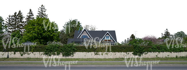 background with residential house and trees