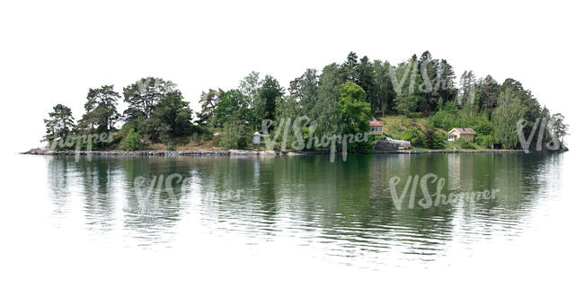 cut out small island with trees in the sea