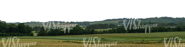 background with green slopes and groves