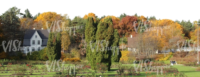 rural house and forest in autumn