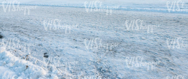 wide snow covered road