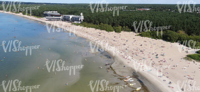 Aerial view of a beach in summer. 