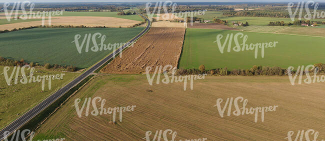 aerial view of large agricultural fields