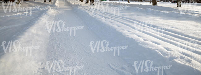 snow covered footpath