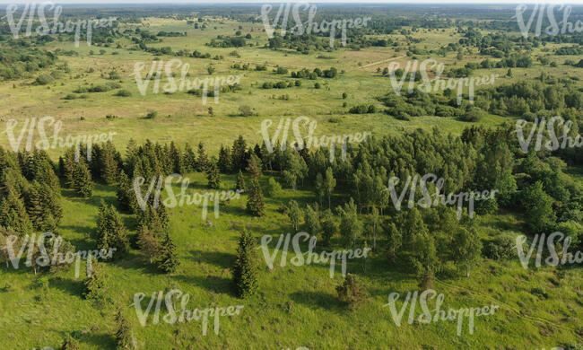 aerial view of a landscape in countryside