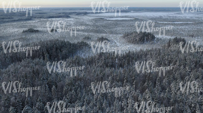 aerial view of a snowy landscape