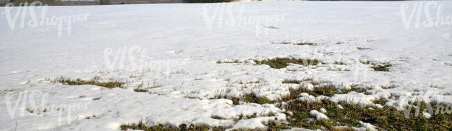 large field of melting snow