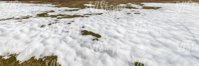 field of melting snow in early spring