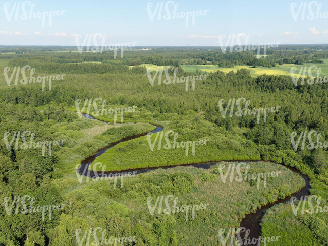 aerial photo of a wild river