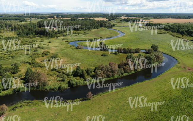 aerial photo of a wild river