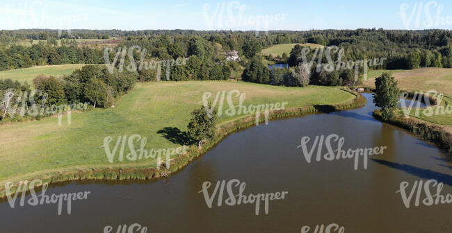 bird eye view of a riverbank