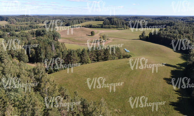 bird eye view of a landscape in countryside