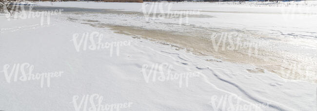 frozen river surface in winter