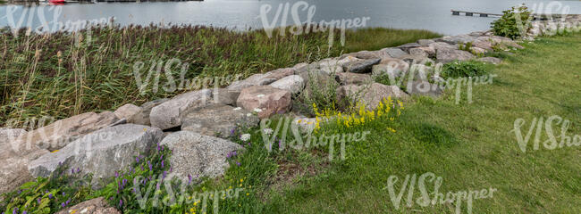 rocky pier on the shore