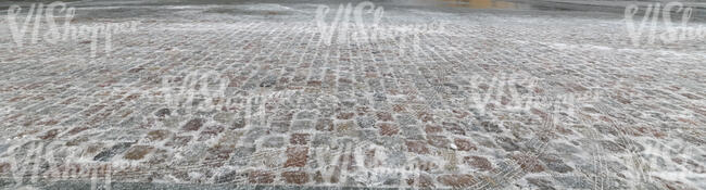 pavement in winter with snow