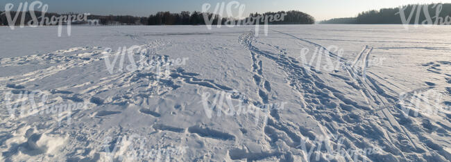 large area covered with snow in sunlight