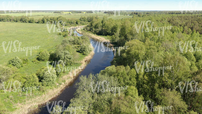 top view of a wild river