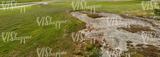rocky ground with lawn